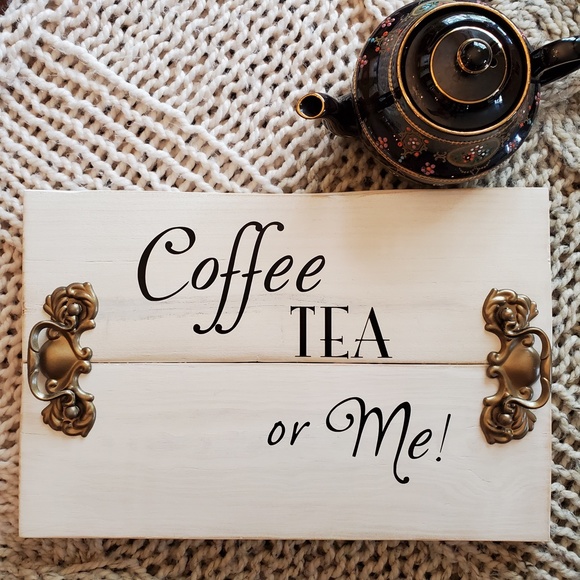Serving Tray | Solid Repurposed Wood | White Washed | Vinyl Text Quote | Gold Me - Picture 7 of 10